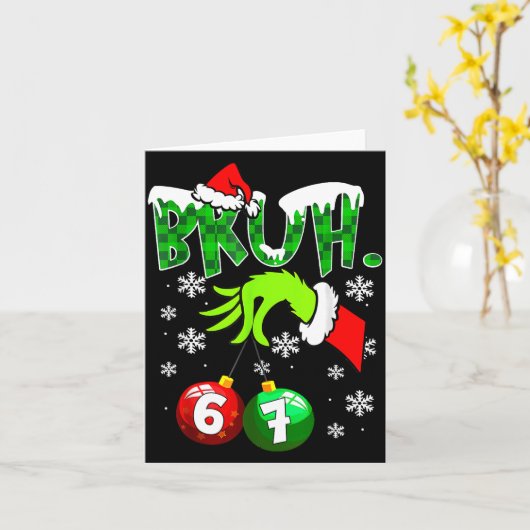 Funny Meme Bruh 6-7 Matching Family Christmas Six Karte (Gelbe Blume)