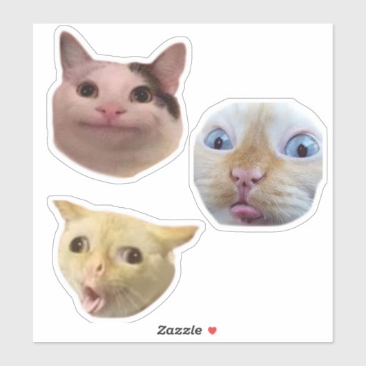 Funny Meme Cat Face Sticker (Blatt)