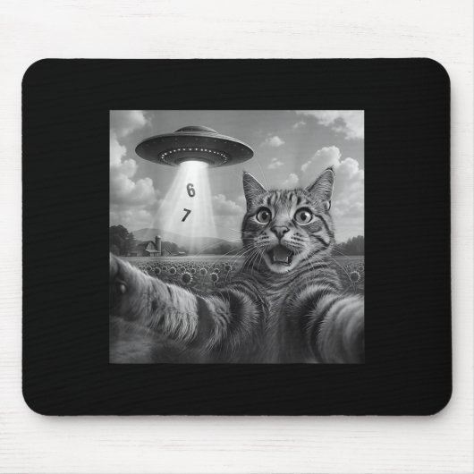Funny Meme Cat Selfie Six Seven Retro Cat 67 Anima Mousepad (Vorne)