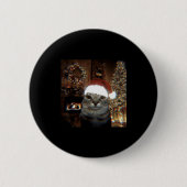 Funny Meme Cat Taking A Selfie Christmas Xmas Ligh Button (Vorderseite)