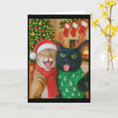 Funny Meme Cat Taking A Selfie Christmas Xmas Ligh Karte (Gelbe Blume)