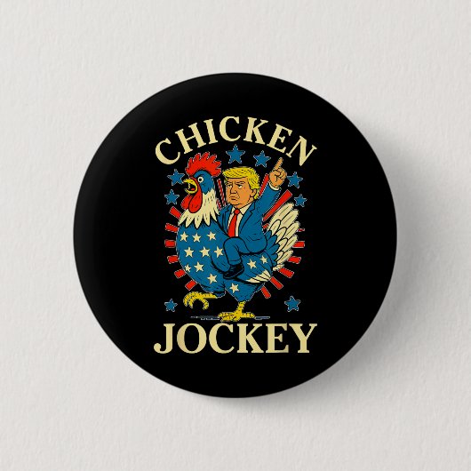 Funny Meme Chicken Jockey Button (Vorderseite)