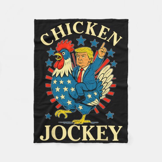 Funny Meme Chicken Jockey Fleecedecke (Vorderseite)