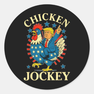 Funny Meme Chicken Jockey Runder Aufkleber