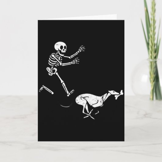 Funny Meme Ghound Running Skeleton Halloween Karte (Vorderseite)