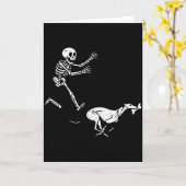 Funny Meme Ghound Running Skeleton Halloween Karte (Gelbe Blume)