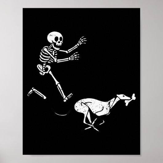 Funny Meme Greyhound Running Skeleton Halloween  Poster (Vorne)