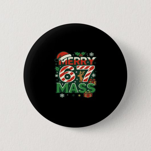 Funny Meme Merry 67 M Candy Cane Christmas Numbers Button (Vorderseite)