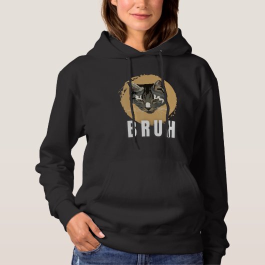 Funny Meme saying Bruh with Cat Greetings Teens Bo Hoodie (Vorderseite)