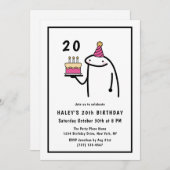 Funny Meme Simple Black & White 20. Geburtstag Einladung (Vorne/Hinten)