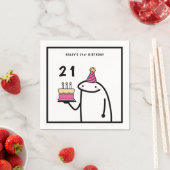 Funny Meme Simple Black & White 21. Geburtstag Serviette (Beispiel)