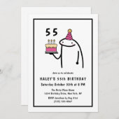 Funny Meme Simple Black & White 55. Geburtstag Einladung (Vorne/Hinten)