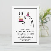 Funny Meme Simple Black & White 58. Geburtstag Einladung (Stehend Vorderseite)