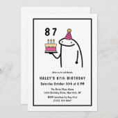 Funny Meme Simple Black & White 87. Geburtstag Einladung (Vorne/Hinten)