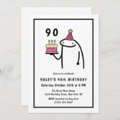 Funny Meme Simple Black & White 90. Geburtstag Einladung (Vorne/Hinten)