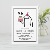 Funny Meme Simple Black & White 96. Geburtstag Einladung (Stehend Vorderseite)