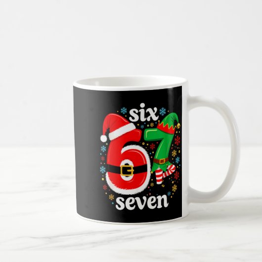 Funny Meme Six Seven 67 Elf 6 7 Santa Christmas Pa Kaffeetasse (Rechts)