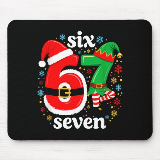 Funny Meme Six Seven 67 Elf 6 7 Santa Christmas Pa Mousepad (Vorne)