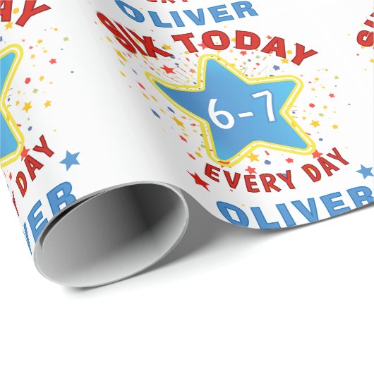 Funny Meme Six Today 6-7 Every Day Birthday Kid's  Geschenkpapier (Rolleneckpunkt)