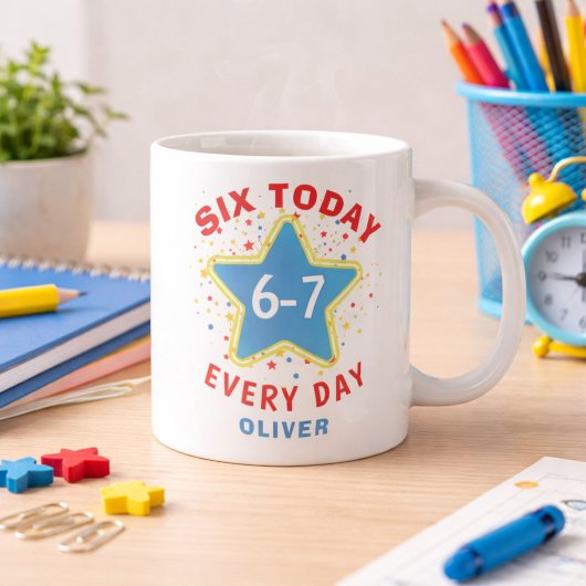 Funny Meme Six Today 6-7 Every Day Birthday Kid's Jumbo-Tasse