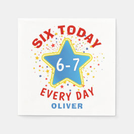 Funny Meme Six Today 6-7 Every Day Birthday Kid's Serviette
