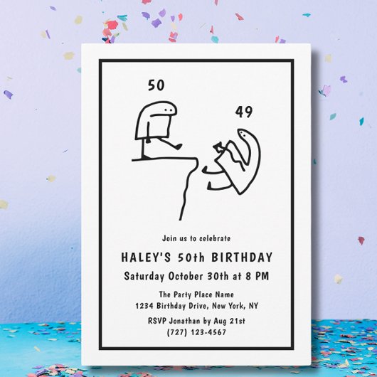 Funny Meme Spaß Einfach Schwarz-weiß 50. Geburtsta Einladung