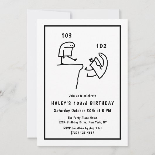 Funny Meme Spaß Simple White 103. Geburtstag Einladung (Vorderseite)