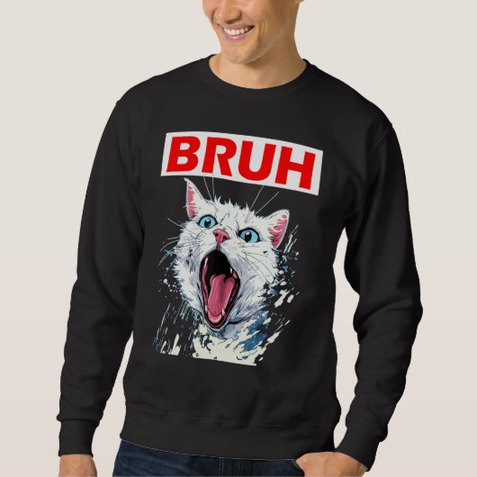 Funny Meme Sprichwort Bruh mit Cat Greetings Teens Sweatshirt (Vorderseite)