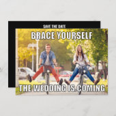 Funny Meme Style Foto Wedding Save the Date Einladung (Vorne/Hinten)