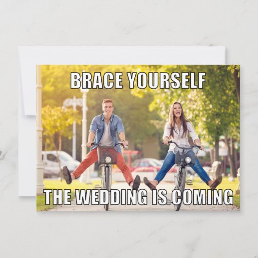 Funny Meme Style Foto Wedding Save the Date Einladung (Vorderseite)