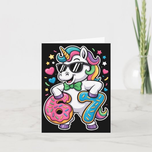 Funny Meme Unicorn Girls Kids Six Seven 6-7 Brainr Karte (Vorderseite)