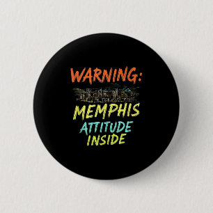 Funny Memphis Tennessee Night Skyline Vintager Tan Button
