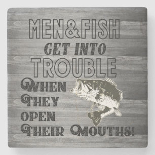 Funny Men und Fisch Zitat Ärger Open Mouth Steinuntersetzer