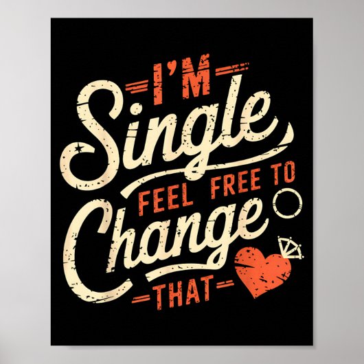 Funny Men Women Humor I'm Single Feel To Change Th Poster (Vorne)