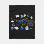 Funny Menorah Hanukkah 2025 Meowzel Chanukah Jewis Fleecedecke (Vorderseite)