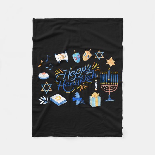 Funny Menorah Hanukkah 2025 Meowzel Chanukah Jewis Fleecedecke (Vorderseite)