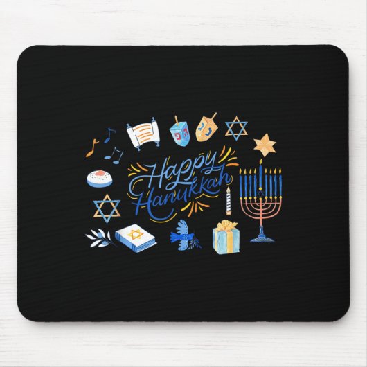 Funny Menorah Hanukkah 2025 Meowzel Chanukah Jewis Mousepad (Vorne)