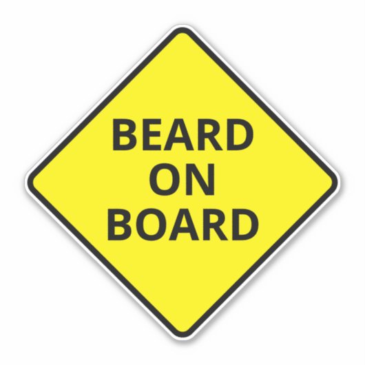 Funny Men's Caution Bart on Board Joke Car Aufkleber (Vorderseite)