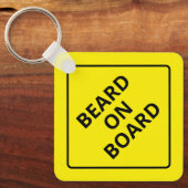 Funny Men's Caution Bart on Board Vater Joke Gift Schlüsselanhänger (Vorderseite)