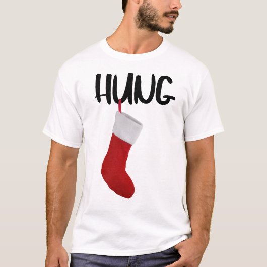 Funny Men's Christmas Strumpf Well Hung T - Shirt (Vorderseite)