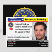 Funny Mens Geburtstagsverdächtige suchen Informati Einladung (Vorne/Hinten)