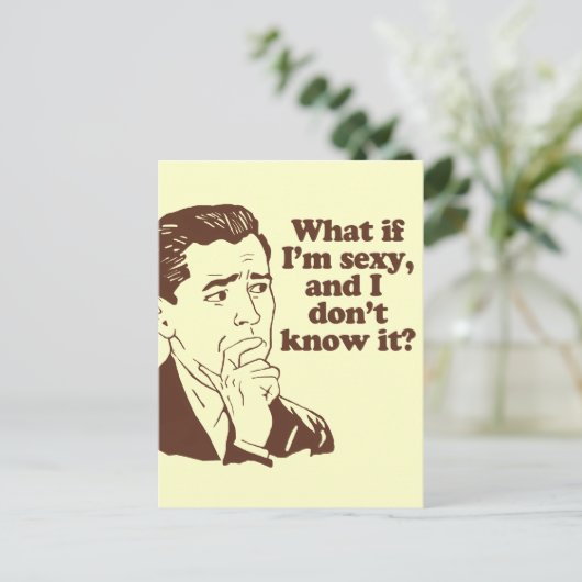 Funny Mens Retro Style Spaß Postkarte (Stehend Vorderseite)