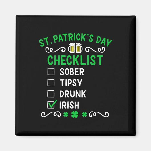 Funny Mens St Patricks Day Betrunken Magnet (Vorne)