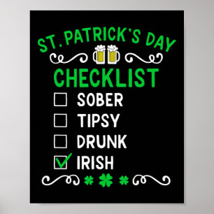 Funny Mens St Patricks Day Betrunken Poster