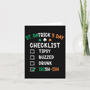 Funny Mens St Patricks Tag Betrunken 1 Karte
