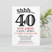 Funny Men's Surprise Party Einladung Schwarz-weiß (Stehend Vorderseite)