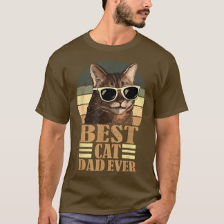 Funny Mens Vintage Retro Best Cat Dad Ever T-Shirt
