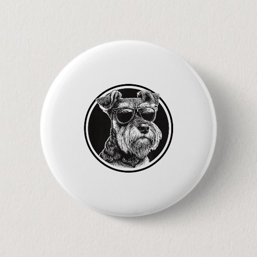 Funny Mens Womens Sungles Logo Miniature Schnauzer Button (Vorderseite)