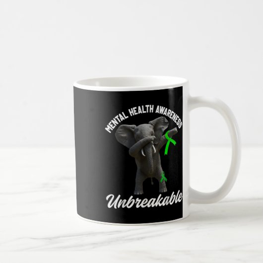 Funny Mental Health Awareness Unzerbrechlich Elefa Kaffeetasse (Rechts)