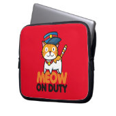 Funny Meow auf Duty-Laptop-Ärmel Laptopschutzhülle (Vorderseite Links)